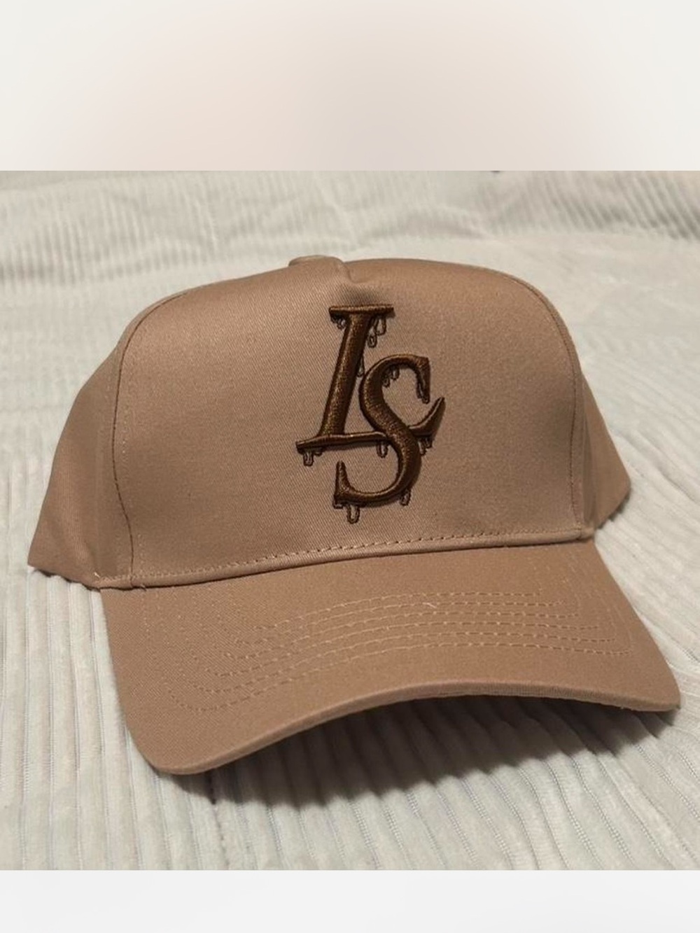 Men's Beige Baseball Cap with LS Embroidered Logo